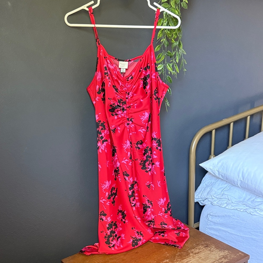 A New Day Red Floral Slip Dress